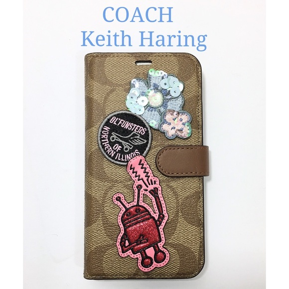 Coach iPhone Xs Keith Haring Flip Wallet Case New - Picture 1 of 8